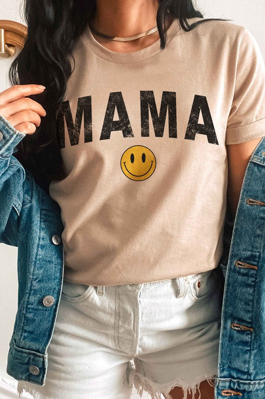 MAMA HAPPY FACE GRAPHIC TEE