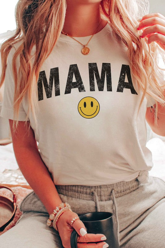 MAMA HAPPY FACE GRAPHIC TEE