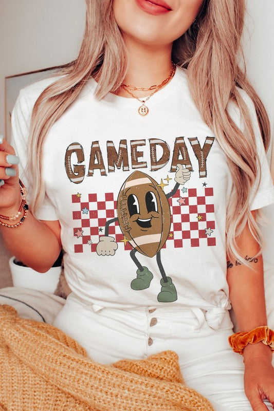 CHECKERED GAME DAY FOOTBALL GRAPHIC TEE