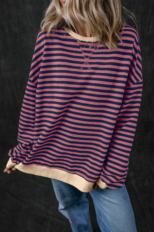 Stripe Contrast Edge Oversized Sweatshirt