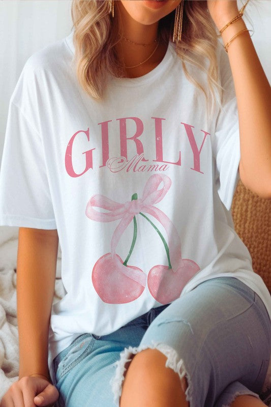 GIRLY MAMA BOW WITH CHERRIES Graphic T-Shirt