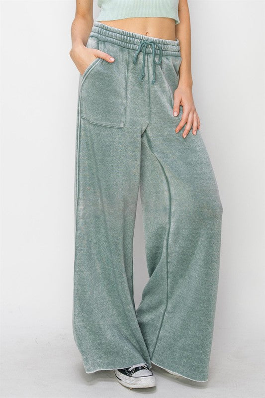 High Rise Wide Leg Drawstring Pants